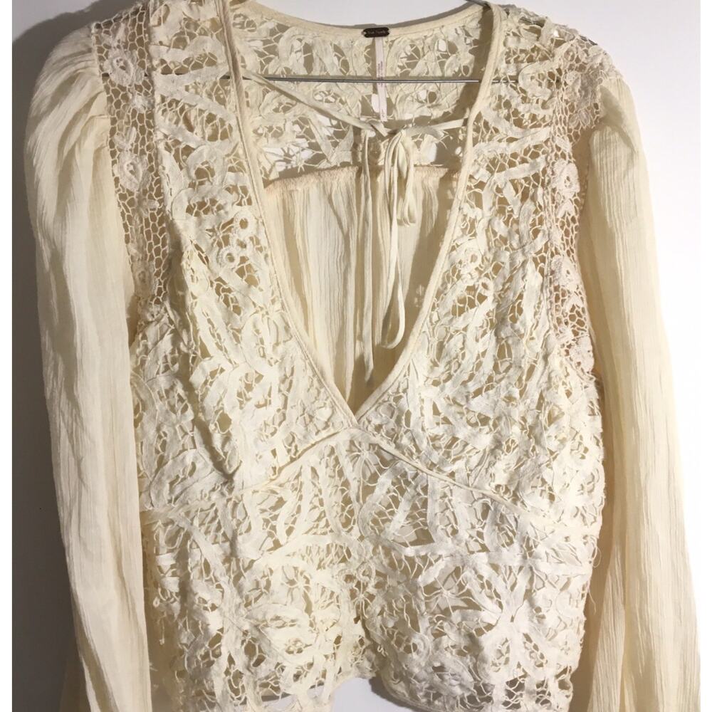 Free People Cream Lace Blouse - Picture 2 of 5